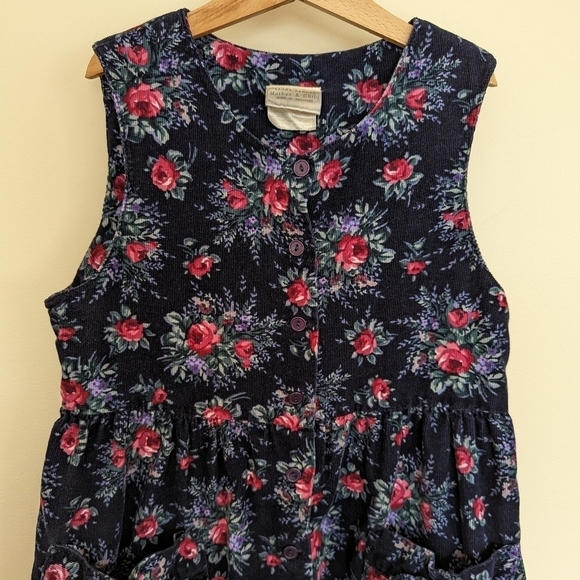 Vintage Laura Ashley floral print corduroy jumpsuit girls 9-10 - Picture 5 of 15